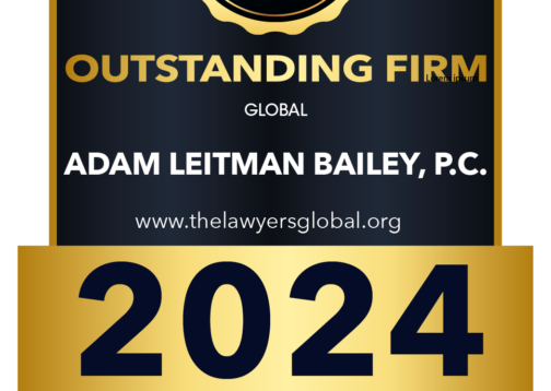 A certificate from The Lawyers Global awarding Adam Leitman Bailey, P.C. as the 2024 Outstanding Law Firm in USA - Northern America - North America."
