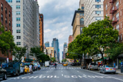 Street view of 6th Avenue in Greenwich Village, Manhattan, New York City.